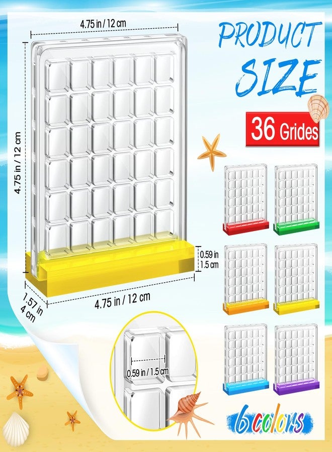 Reallnaive 6 Pcs Acrylic Magnetic Seashell Display Box with Multicolor Base 36 Grids Clear Seashell Collection Box Seashell Storage Organizer for Diamond Gemstone Beads - Image 2